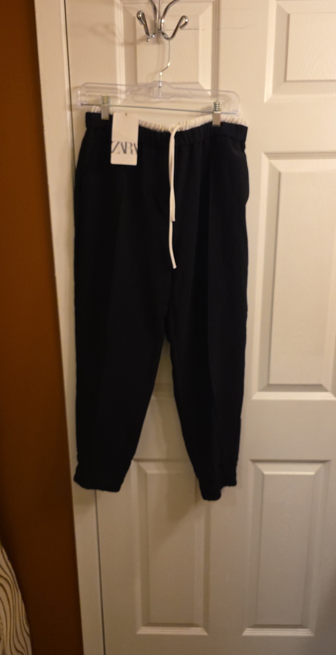 ZARA Navy Jogger Sweatpants with White Drawstring